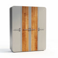Wooden accent wardrobe with three doors 120 x 70 x 200cm in light gray