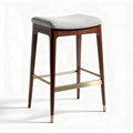Wooden bar stool with upholstered seat in gray fabric 40 x 40 x 75cm