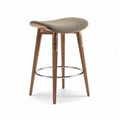 Wooden bar stool with fabric seat and metal footrest 45 x 45 x 75cm