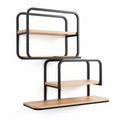 Wall-mounted storage shelf with wooden shelves and metal frame 80 x 30 x 40cm