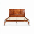Wooden bed frame with slatted support in natural finish 200 x 160 x 100cm