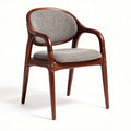Wooden armchair with fabric cushion in gray and brown dimensions 60 x 55 x 75cm