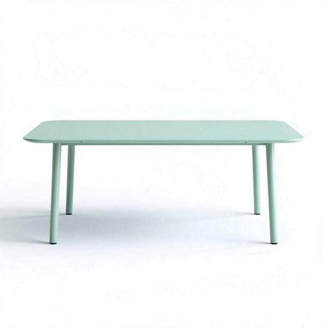Rectangular table suitable for indoor and outdoor use made of metal in mint green 150 x 75 x 75cm