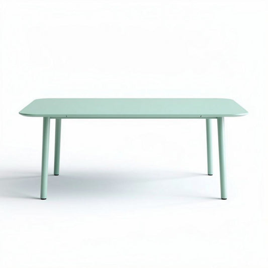 Rectangular table suitable for indoor and outdoor use made of metal in mint green 150 x 75 x 75cm