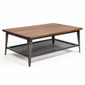 Wooden coffee table with metal frame and lower storage shelf 120 x 60 x 40cm