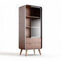 Wooden display cabinet with glass doors and drawers 80 x 40 x 180cm